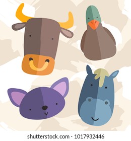 Set of Adorable Baby Animals : Vector Illustration