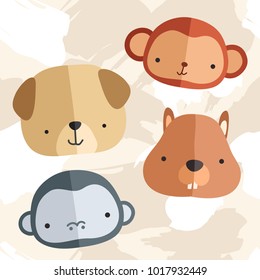 Set of Adorable Baby Animals : Vector Illustration
