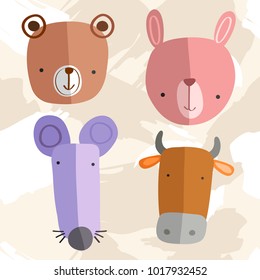 Set of Adorable Baby Animals : Vector Illustration