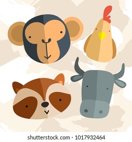 Set of Adorable Baby Animals : Vector Illustration