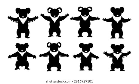 Set of adorable cartoon bear characters displaying different gestures and expressions, suitable for childrens books, educational materials, or playful designs.