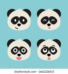 Set of adorable cartoon pandas with various emotions