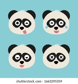 Set of adorable cartoon pandas with various emotions