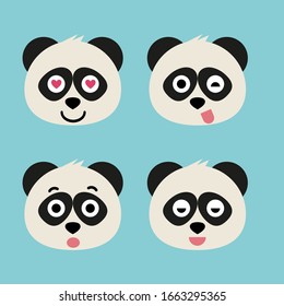 Set of adorable cartoon pandas with various emotions
