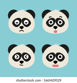 Set of adorable cartoon pandas with various emotions