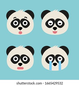 Set of adorable cartoon pandas with various emotions