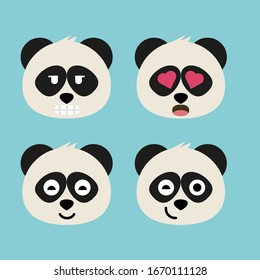 Set of adorable cartoon pandas with various emotions