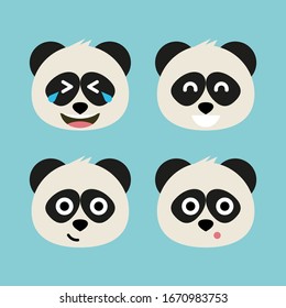 Set of adorable cartoon pandas with various emotions