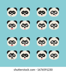 Set of adorable cartoon pandas with various emotions