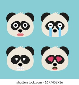 Set of adorable cartoon pandas with various emotions