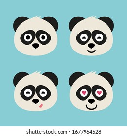 Set of adorable cartoon pandas with various emotions