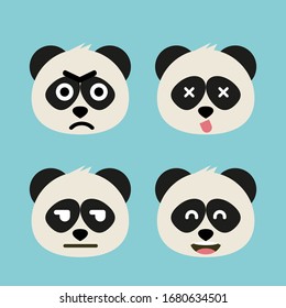 Set of adorable cartoon pandas with various emotions