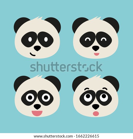 Set of adorable cartoon pandas with various emotions