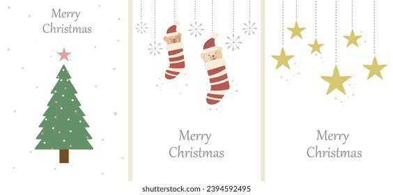 Set of adorable Christmas cards to print out