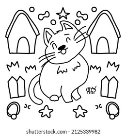 Set of adorable doodles animal. children books vector illustration