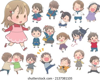 A set of adorable infant illustrations