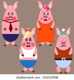 a set of adorable piglets