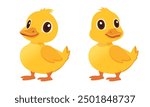 A set of adorable yellow ducklings in different poses, perfect for children