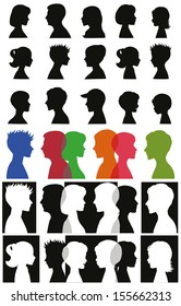 Set of adult and children silhouettes