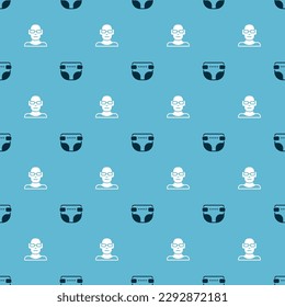 Set Adult diaper and Poor eyesight on seamless pattern. Vector