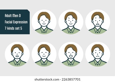 Set of Adult Men bust shot illustrations.
