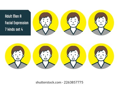 Set of Adult Men bust shot illustrations.