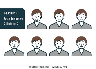 Set of Adult Men bust shot illustrations.