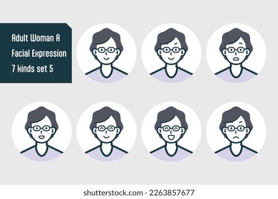 Set of Adult Woman bust shot illustrations.