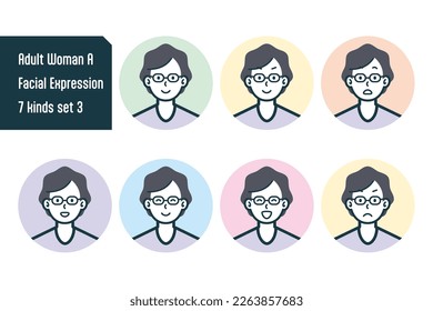 Set of Adult Woman bust shot illustrations.