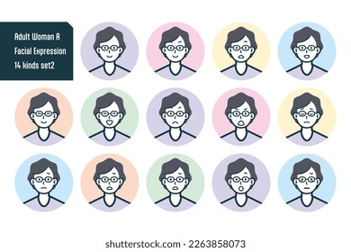 Set of Adult Woman bust shot illustrations.