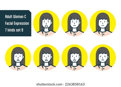 Set of Adult Woman bust shot illustrations.