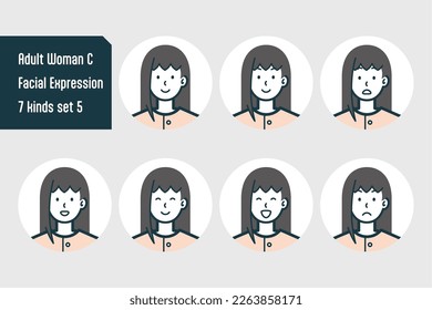 Set of Adult Woman bust shot illustrations.
