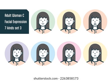 Set of Adult Woman bust shot illustrations.