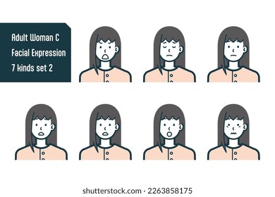 Set of Adult Woman bust shot illustrations.