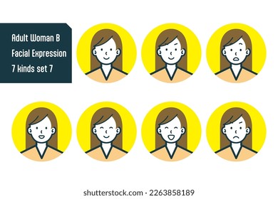 Set of Adult Woman bust shot illustrations.
