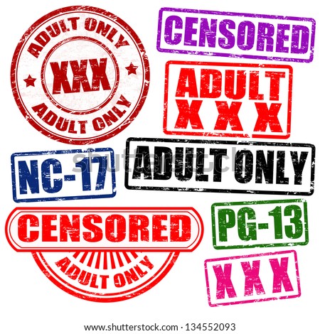 Set of adults only content grunge rubber stamps, vector illustration