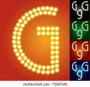 Set of advanced led alphabet with transparency. Character g