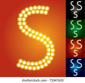 Set of advanced led alphabet with transparency. Character s