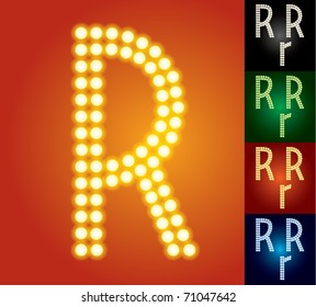 Set of advanced led alphabet with transparency. Character r