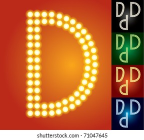 Set of advanced led alphabet with transparency. Character d