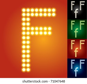 Set of advanced led alphabet with transparency. Character f