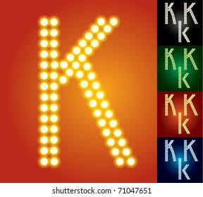 Set of advanced led alphabet with transparency. Character k