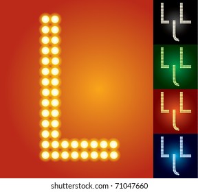 Set of advanced led alphabet with transparency. Character l