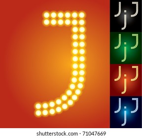 Set of advanced led alphabet with transparency. Character j