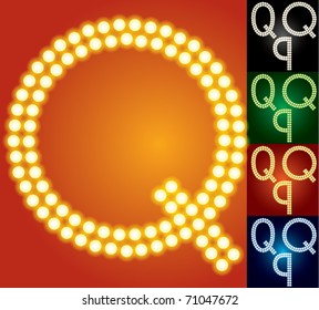 Set of advanced led alphabet with transparency. Character q