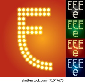 Set of advanced led alphabet with transparency. Character e