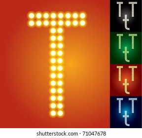 Set of advanced led alphabet with transparency. Character t