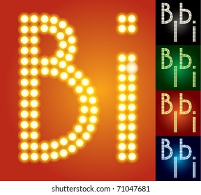 Set of advanced led alphabet with transparency. Characters b i