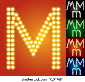 Set of advanced led alphabet with transparency. Character m