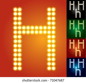 Set of advanced led alphabet with transparency. Character h